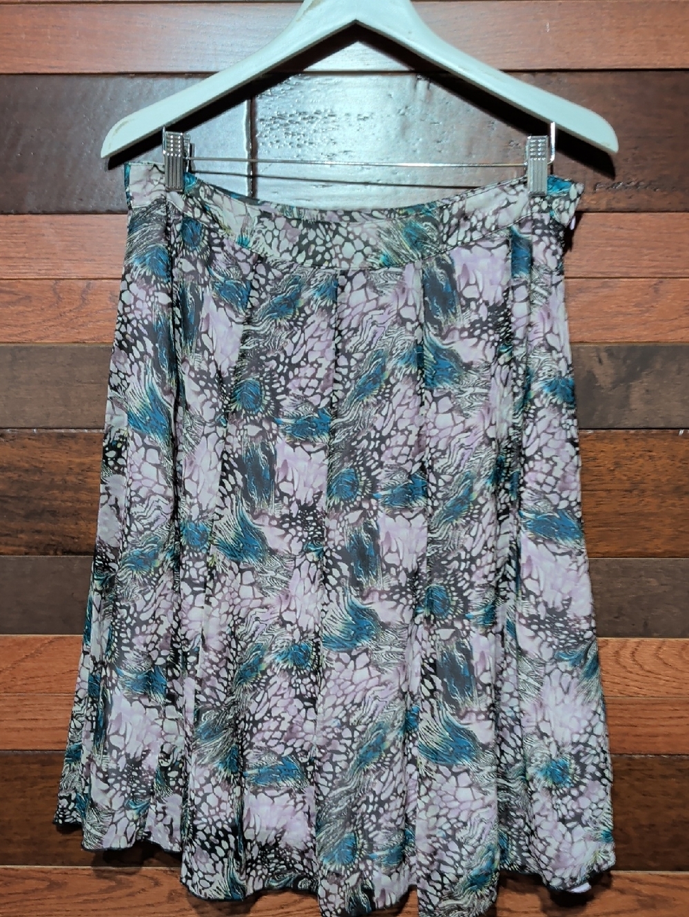 Christopher & Banks Lavender and Teal Floral Circle Skirt